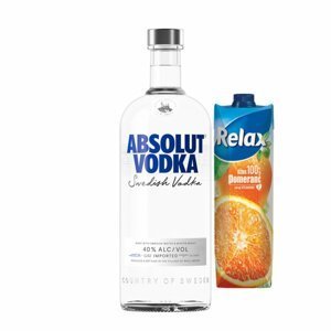 Vodka Absolut 40% 1l + Relax Pomeranč 1l